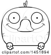 Poster, Art Print Of Cartoon Black And White Lineart Happy Duck Character Mascot
