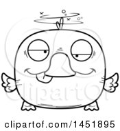 Poster, Art Print Of Cartoon Black And White Lineart Drunk Duck Character Mascot