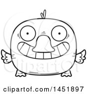 Poster, Art Print Of Cartoon Black And White Lineart Grinning Duck Character Mascot