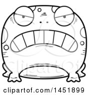 Clipart Graphic Of A Cartoon Black And White Lineart Mad Frog Character Mascot Royalty Free Vector Illustration