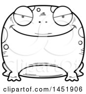 Clipart Graphic Of A Cartoon Black And White Lineart Evil Frog Character Mascot Royalty Free Vector Illustration