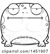 Clipart Graphic Of A Cartoon Black And White Lineart Bored Frog Character Mascot Royalty Free Vector Illustration