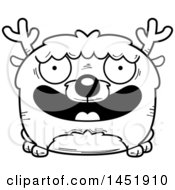 Clipart Graphic Of A Cartoon Black And White Lineart Smiling Deer Character Mascot Royalty Free Vector Illustration