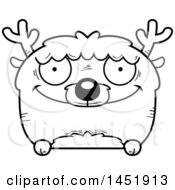 Clipart Graphic Of A Cartoon Black And White Lineart Happy Deer Character Mascot Royalty Free Vector Illustration