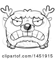 Clipart Graphic Of A Cartoon Black And White Lineart Mad Deer Character Mascot Royalty Free Vector Illustration