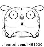 Poster, Art Print Of Cartoon Black And White Lineart Surprised Dog Character Mascot