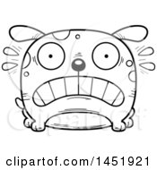 Clipart Graphic Of A Cartoon Black And White Lineart Scared Dog Character Mascot Royalty Free Vector Illustration