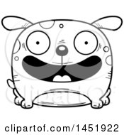 Clipart Graphic Of A Cartoon Black And White Lineart Happy Dog Character Mascot Royalty Free Vector Illustration