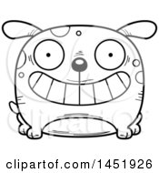 Poster, Art Print Of Cartoon Black And White Lineart Grinning Dog Character Mascot