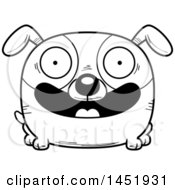 Poster, Art Print Of Cartoon Black And White Lineart Happy Dog Character Mascot