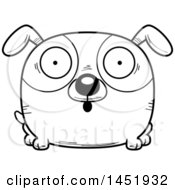 Clipart Graphic Of A Cartoon Black And White Lineart Surprised Dog Character Mascot Royalty Free Vector Illustration