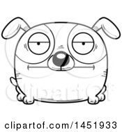 Poster, Art Print Of Cartoon Black And White Lineart Bored Dog Character Mascot