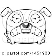 Clipart Graphic Of A Cartoon Black And White Lineart Mad Dog Character Mascot Royalty Free Vector Illustration