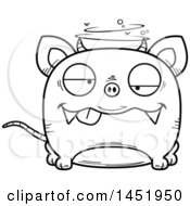 Cartoon Black And White Lineart Drunk Chupacabra Character Mascot