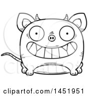 Cartoon Black And White Lineart Grinning Chupacabra Character Mascot