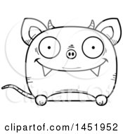 Cartoon Black And White Lineart Happy Chupacabra Character Mascot