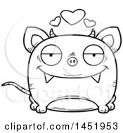 Poster, Art Print Of Cartoon Black And White Lineart Loving Chupacabra Character Mascot