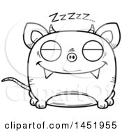Poster, Art Print Of Cartoon Black And White Lineart Sleeping Chupacabra Character Mascot