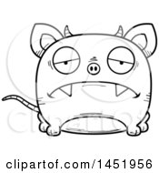 Cartoon Black And White Lineart Sad Chupacabra Character Mascot