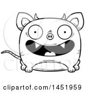Cartoon Black And White Lineart Smiling Chupacabra Character Mascot