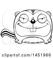 Clipart Graphic Of A Cartoon Black And White Lineart Sly Chipmunk Character Mascot Royalty Free Vector Illustration