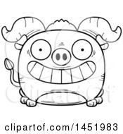 Poster, Art Print Of Cartoon Black And White Lineart Grinning Ox Character Mascot