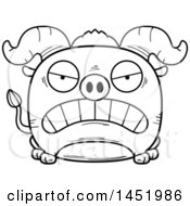Poster, Art Print Of Cartoon Black And White Lineart Mad Ox Character Mascot