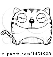 Cartoon Black And White Lineart Evil Tabby Cat Character Mascot