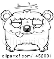 Clipart Graphic Of A Cartoon Black And White Lineart Drunk Bear Character Mascot Royalty Free Vector Illustration
