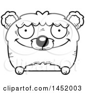 Poster, Art Print Of Cartoon Black And White Lineart Happy Bear Character Mascot