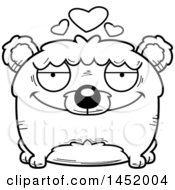 Clipart Graphic Of A Cartoon Black And White Lineart Loving Bear Character Mascot Royalty Free Vector Illustration
