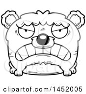 Clipart Graphic Of A Cartoon Black And White Lineart Mad Bear Character Mascot Royalty Free Vector Illustration