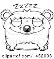 Clipart Graphic Of A Cartoon Black And White Lineart Sleeping Bear Character Mascot Royalty Free Vector Illustration