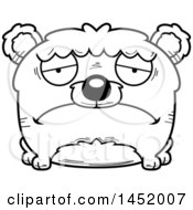 Clipart Graphic Of A Cartoon Black And White Lineart Sad Bear Character Mascot Royalty Free Vector Illustration