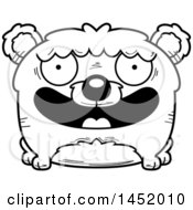 Poster, Art Print Of Cartoon Black And White Lineart Smiling Bear Character Mascot