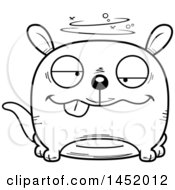 Clipart Graphic Of A Cartoon Black And White Lineart Drunk Kangaroo Character Mascot Royalty Free Vector Illustration