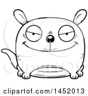 Clipart Graphic Of A Cartoon Black And White Lineart Evil Kangaroo Character Mascot Royalty Free Vector Illustration