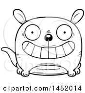 Clipart Graphic Of A Cartoon Black And White Lineart Grinning Kangaroo Character Mascot Royalty Free Vector Illustration