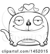 Clipart Graphic Of A Cartoon Black And White Lineart Loving Kangaroo Character Mascot Royalty Free Vector Illustration