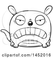 Clipart Graphic Of A Cartoon Black And White Lineart Mad Kangaroo Character Mascot Royalty Free Vector Illustration