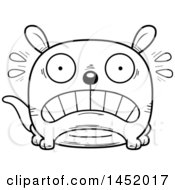 Clipart Graphic Of A Cartoon Black And White Lineart Scared Kangaroo Character Mascot Royalty Free Vector Illustration