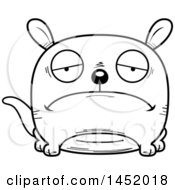 Poster, Art Print Of Cartoon Black And White Lineart Sad Kangaroo Character Mascot