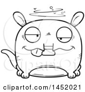 Clipart Graphic Of A Cartoon Black And White Lineart Drunk Aardvark Character Mascot Royalty Free Vector Illustration