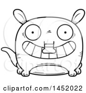 Poster, Art Print Of Cartoon Black And White Lineart Grinning Aardvark Character Mascot