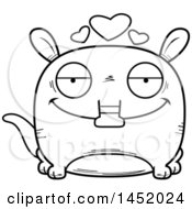 Clipart Graphic Of A Cartoon Black And White Lineart Loving Aardvark Character Mascot Royalty Free Vector Illustration