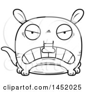 Clipart Graphic Of A Cartoon Black And White Lineart Mad Aardvark Character Mascot Royalty Free Vector Illustration