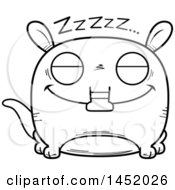 Poster, Art Print Of Cartoon Black And White Lineart Sleeping Aardvark Character Mascot