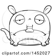 Poster, Art Print Of Cartoon Black And White Lineart Sad Aardvark Character Mascot