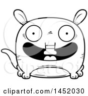 Clipart Graphic Of A Cartoon Black And White Lineart Smiling Aardvark Character Mascot Royalty Free Vector Illustration