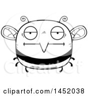 Clipart Graphic Of A Cartoon Black And White Lineart Bored Bee Character Mascot Royalty Free Vector Illustration